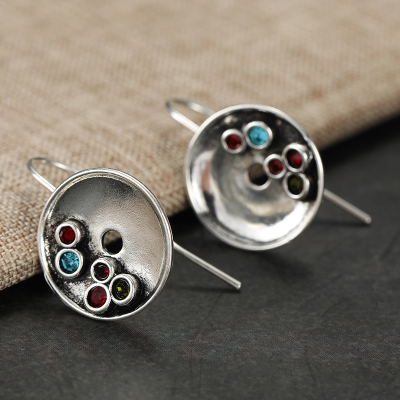 Luxurious Handmade Art Earrings with Round Pendants, Gift Idea